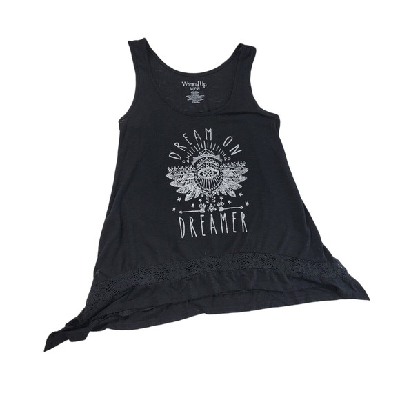 Tunic Tank Top Shirt Junior M 7-9 Dream on Dreamer Sleeveless Scoop Neck Black - Picture 5 of 16
